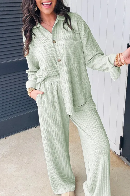 Textured Patched Chest Pocket Shirt and Trousers Co-ord Set sold by Beagle Boutique