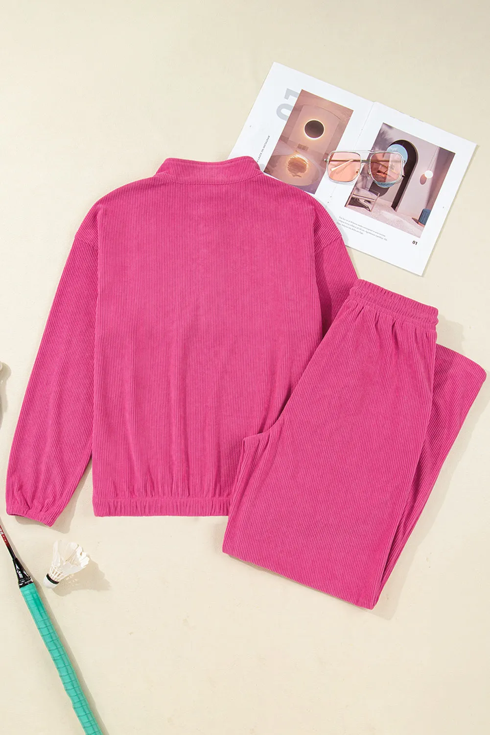 Half Button Pullover Drawstring Trousers Soft Corduroy Co-ord 2pcs Outfit sold by Beagle Boutique product image thumbnail 5