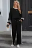 Varsity Striped Puff Sleeve Pullover & Drawstring Wide Leg Trouser Co-ord Set sold by Beagle Boutique