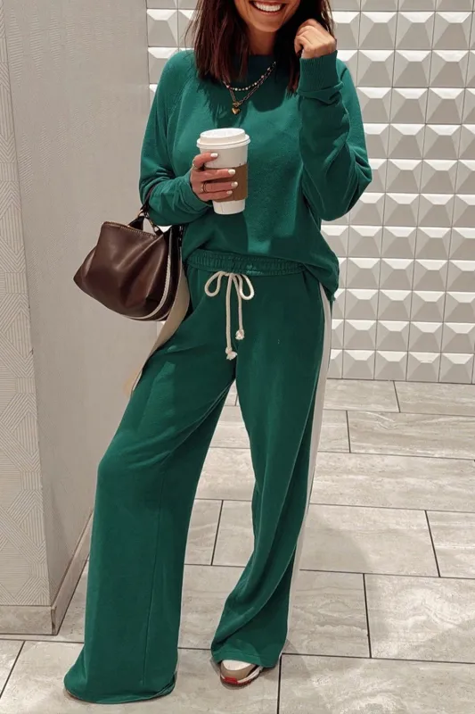Pullover Top Varsity Stripe Detail & Loose Drawstring Trousers Co-ord sold by Beagle Boutique