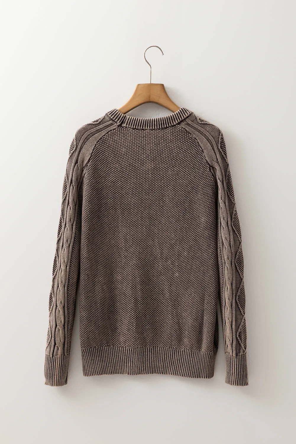 Contrast Cable Knit Sleeve Casual Sweater sold by Beagle Boutique product image thumbnail 2