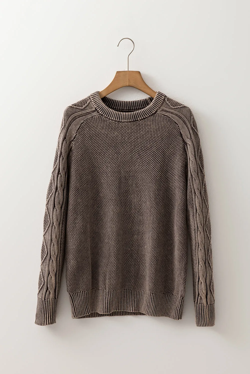 Contrast Cable Knit Sleeve Casual Sweater sold by Beagle Boutique