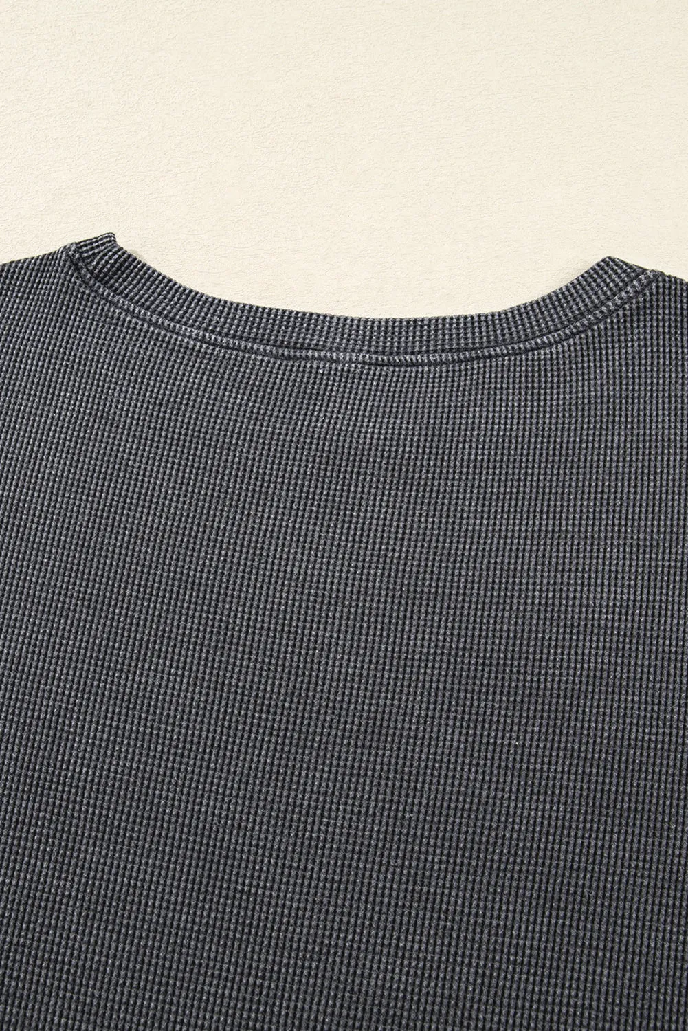 Waffle Textured Long Sleeve Loose Top sold by Beagle Boutique product image thumbnail 4