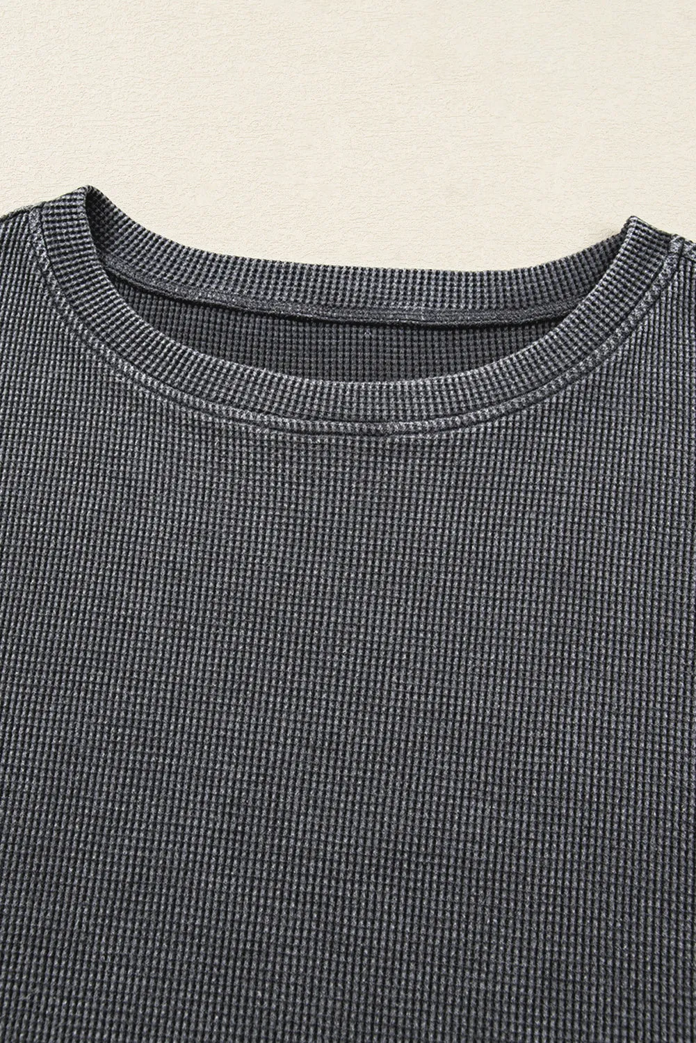 Waffle Textured Long Sleeve Loose Top sold by Beagle Boutique product image thumbnail 3