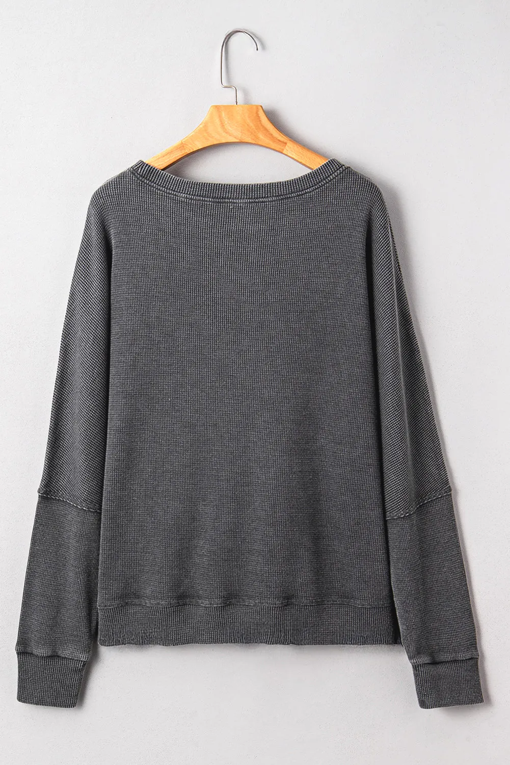 Waffle Textured Long Sleeve Loose Top sold by Beagle Boutique product image thumbnail 2