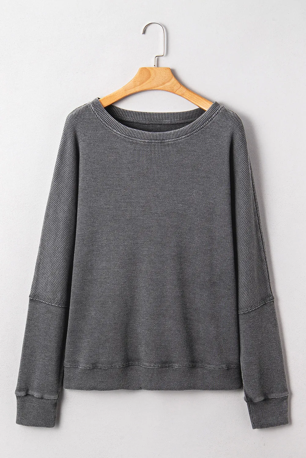 Waffle Textured Long Sleeve Loose Top sold by Beagle Boutique