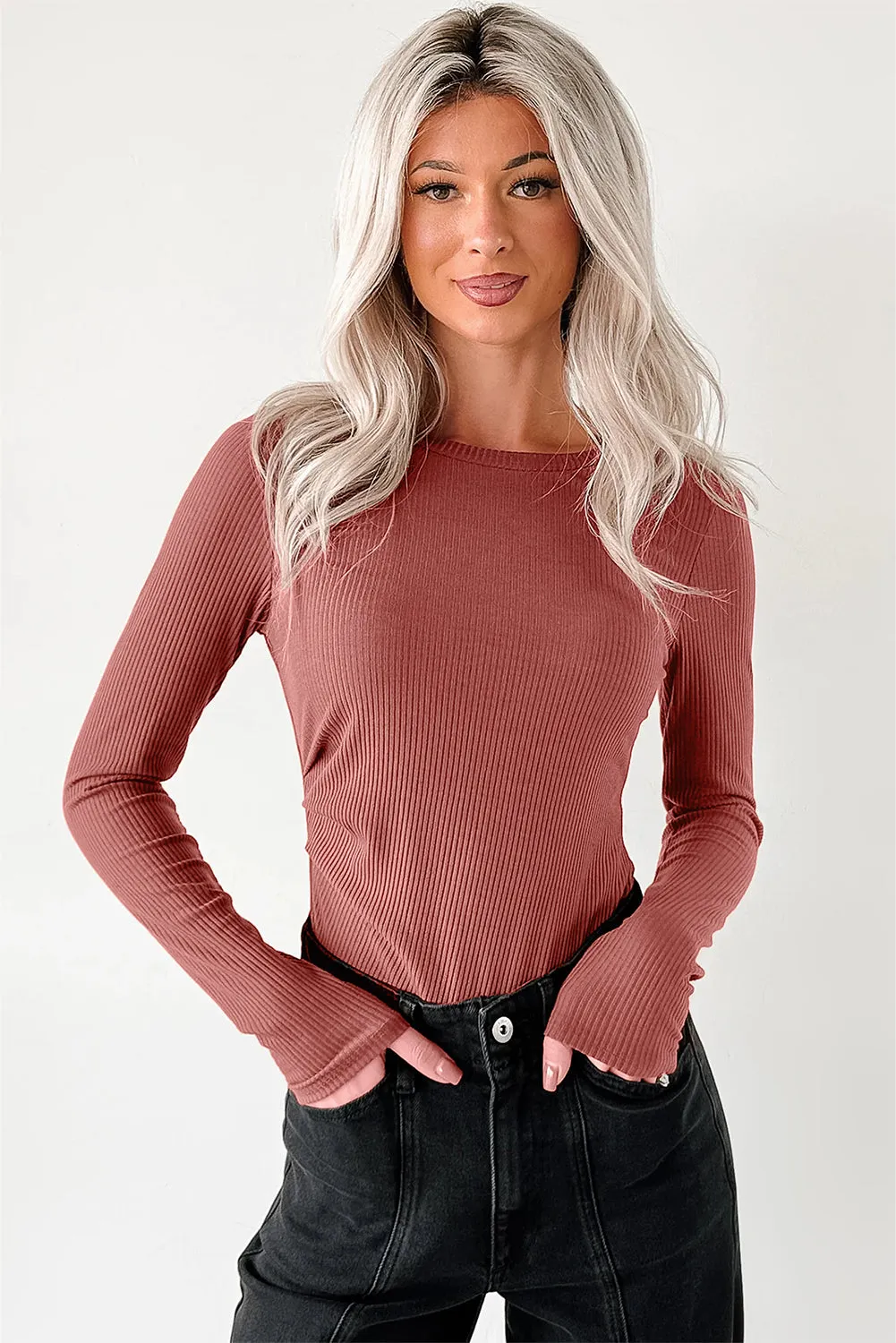 Ribbed Long Sleeve Crew Neck Bodysuit sold by Beagle Boutique product image thumbnail 3