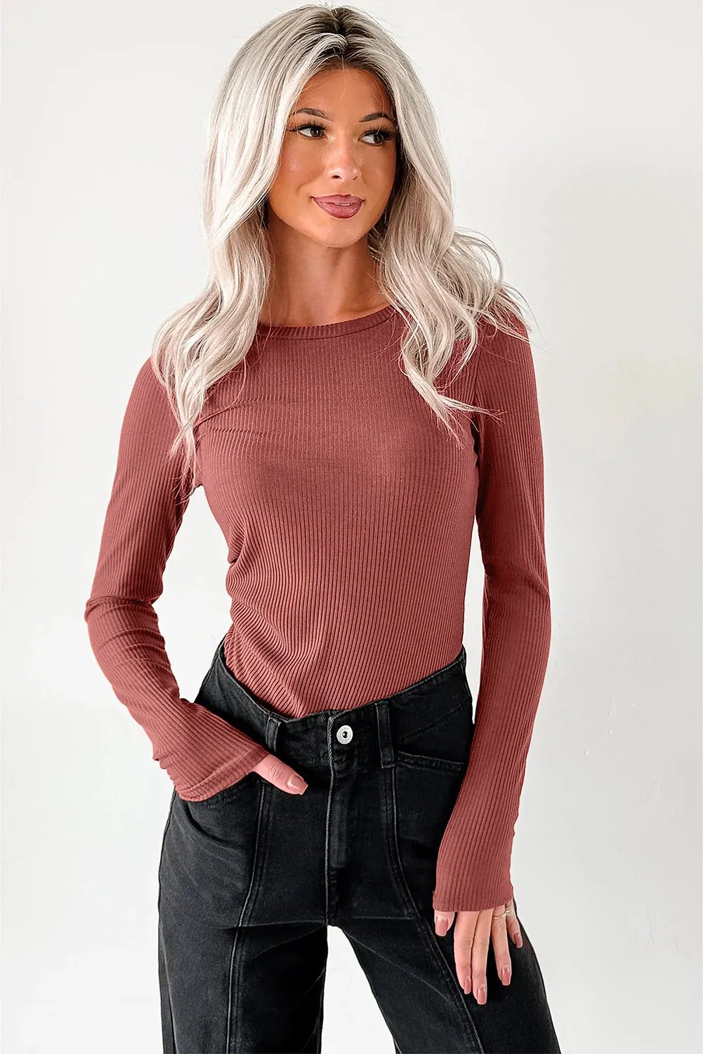Ribbed Long Sleeve Crew Neck Bodysuit sold by Beagle Boutique product image thumbnail 2