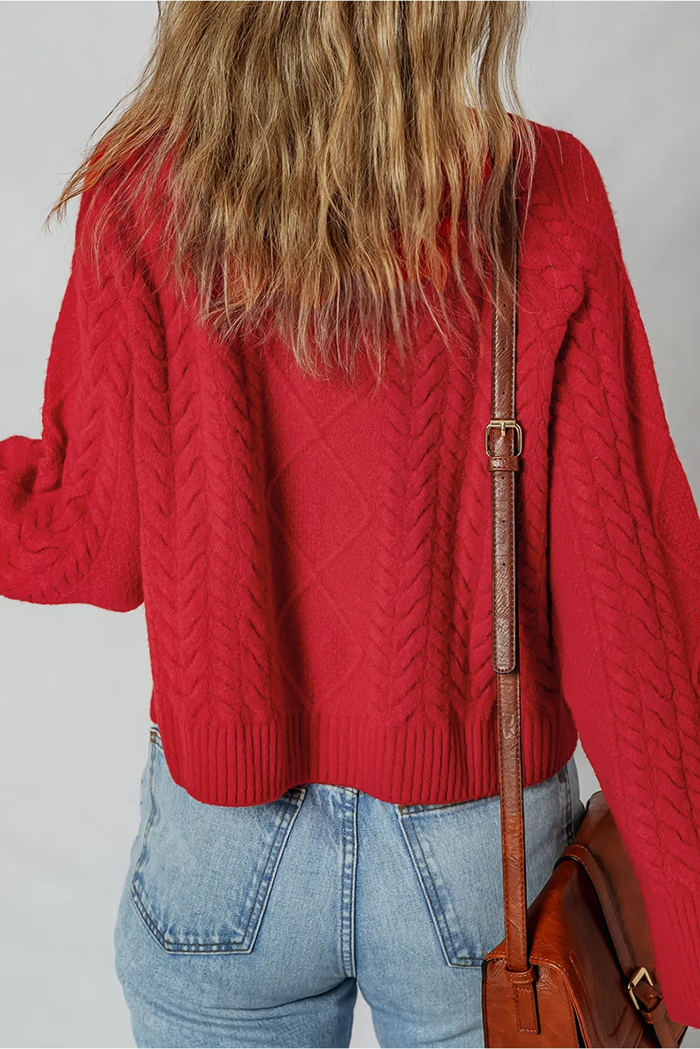 Red Cable Knit Baggy Sweater sold by Beagle Boutique product image thumbnail 2