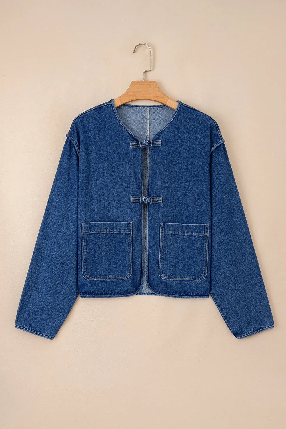 Blue Big Patched Pockets Denim Jacket sold by Beagle Boutique