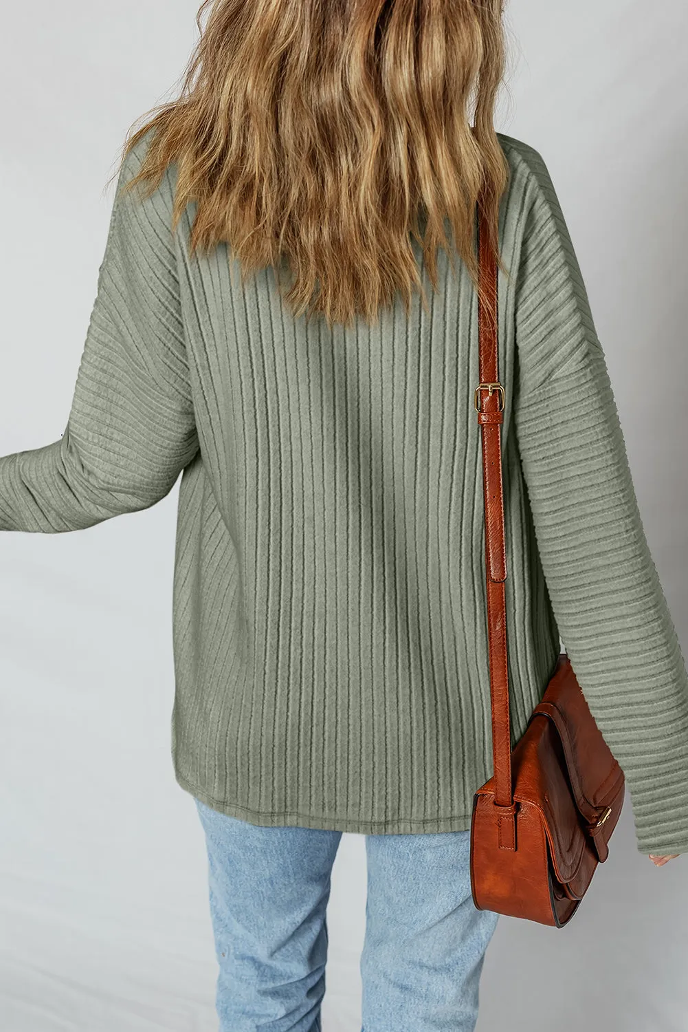 Green Thermal Ribbed Texture Drop Shoulder Button Up Shacket sold by Beagle Boutique product image thumbnail 2
