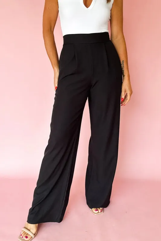 Pleated Detail Elastic High Waist Straight Trousers sold by Beagle Boutique