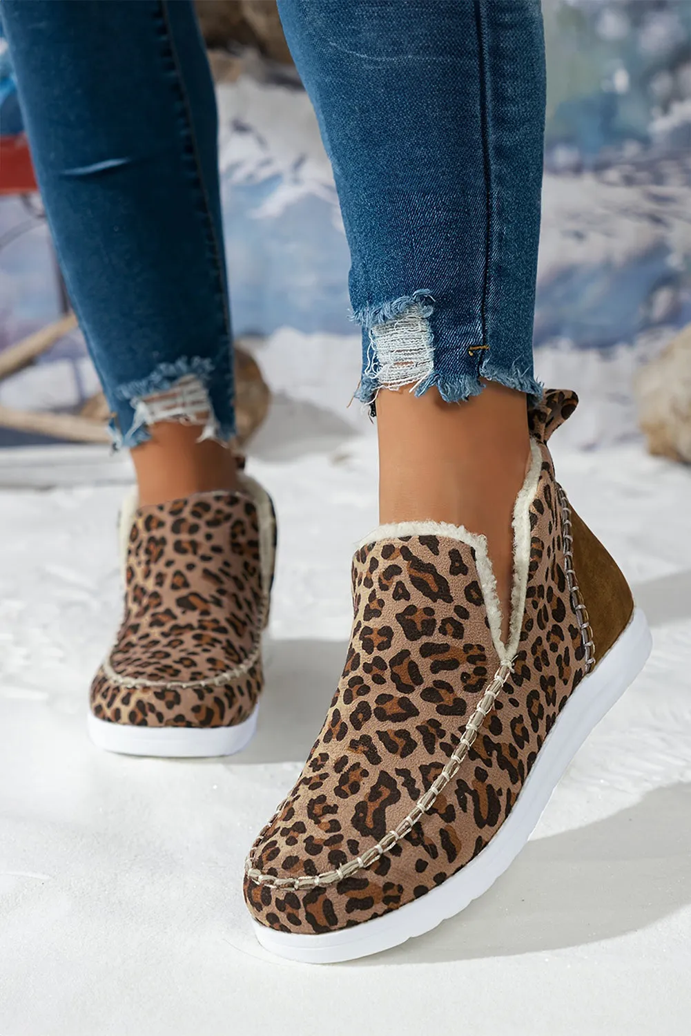 Brown Leopard Print Fleece Lined Winter Snow Boots sold by Beagle Boutique product image thumbnail 3
