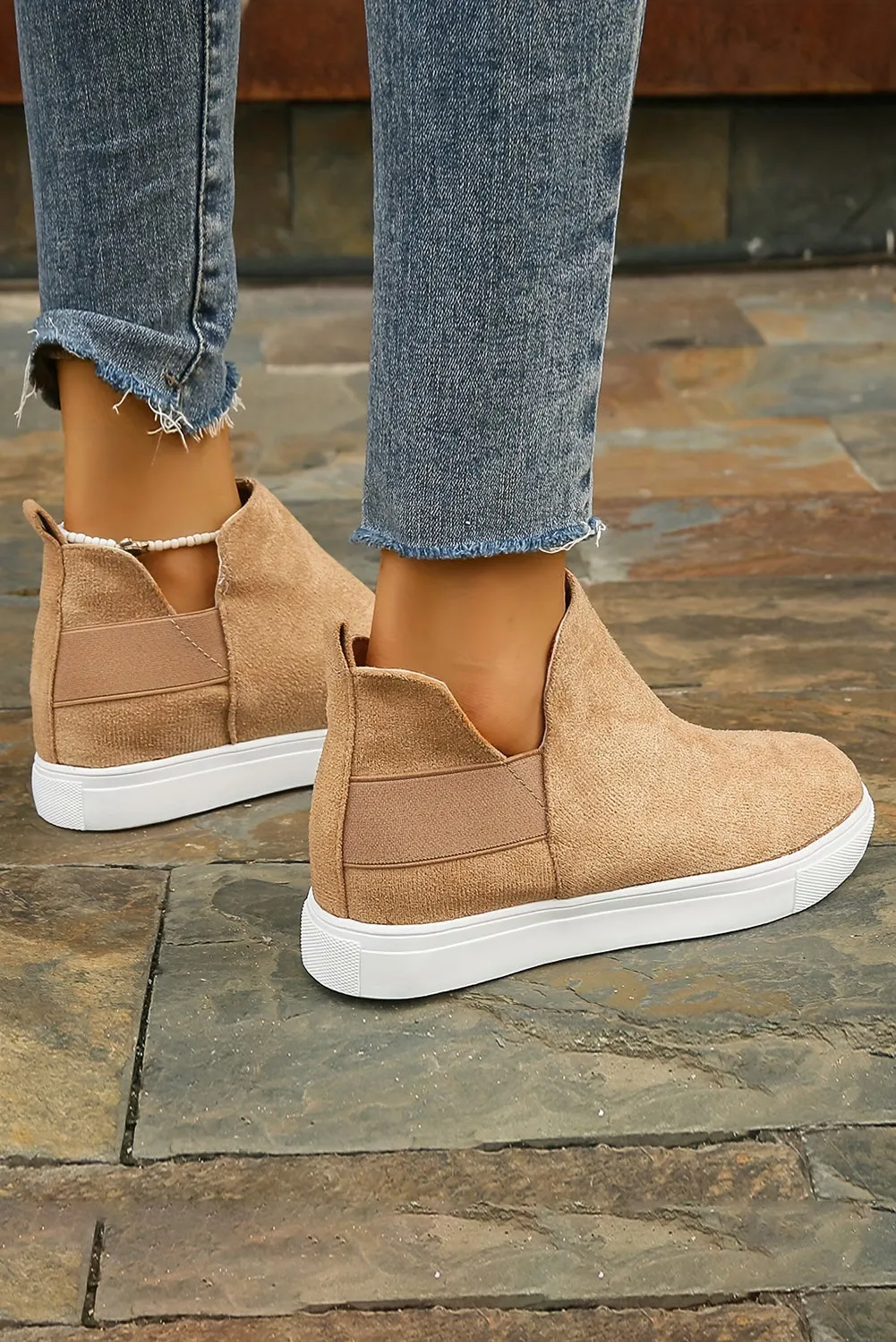 Beige High Top Slip-on Casual Boots sold by Beagle Boutique product image thumbnail 2