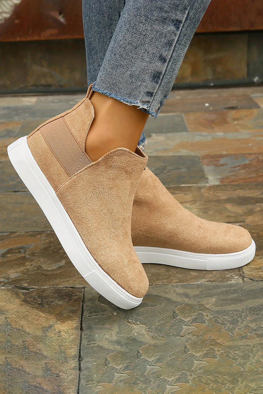 Beige High Top Slip-on Casual Boots sold by Beagle Boutique product image thumbnail 5