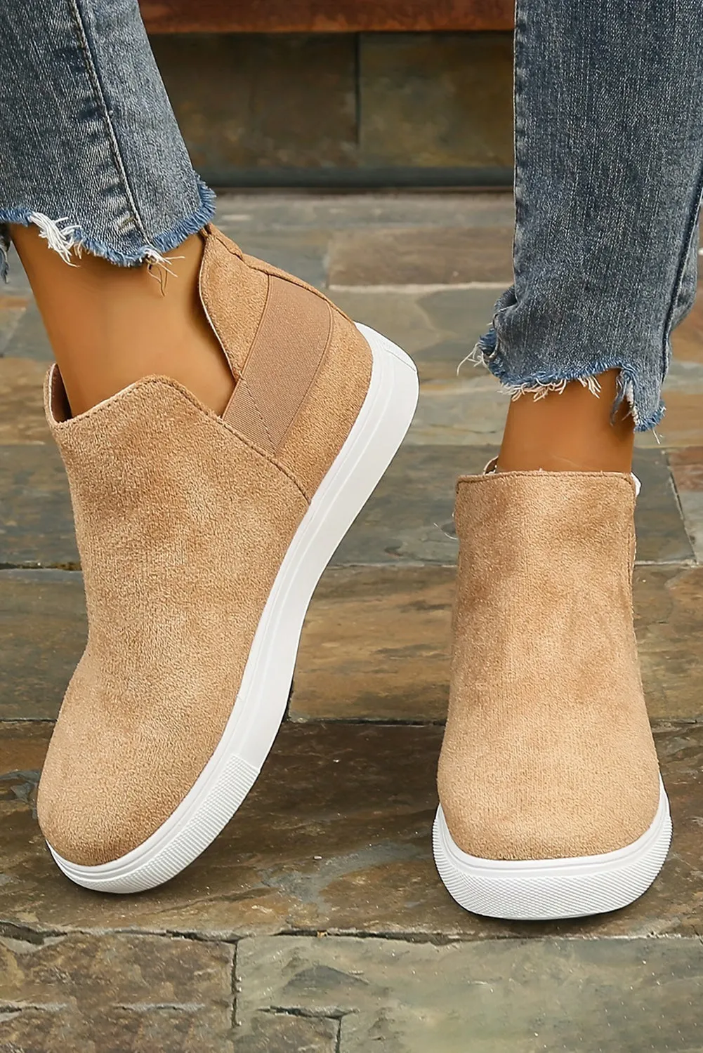 Beige High Top Slip-on Casual Boots sold by Beagle Boutique product image thumbnail 4