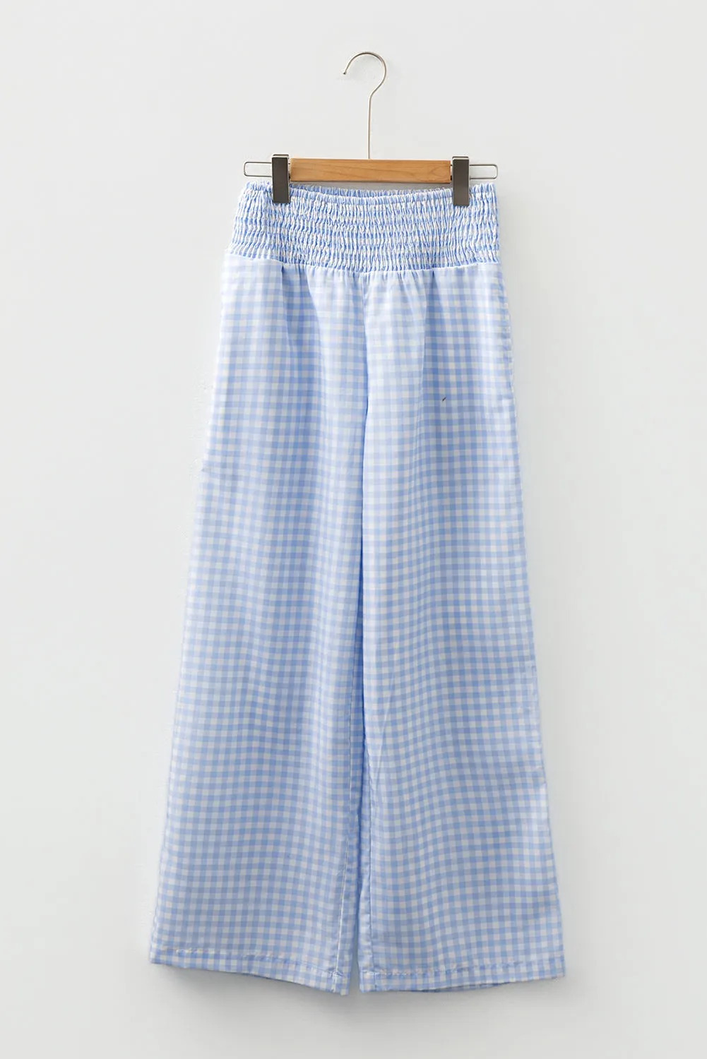 Plaid Print Smocked High Waist Loose Trousers sold by Beagle Boutique product image thumbnail 5