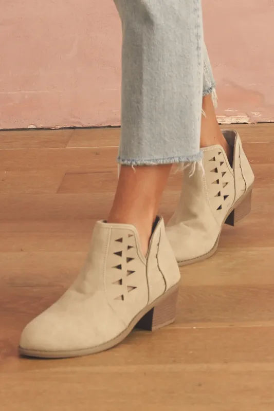 Cut Out Suede Pointed Toe Heeled Ankle Boots sold by Beagle Boutique