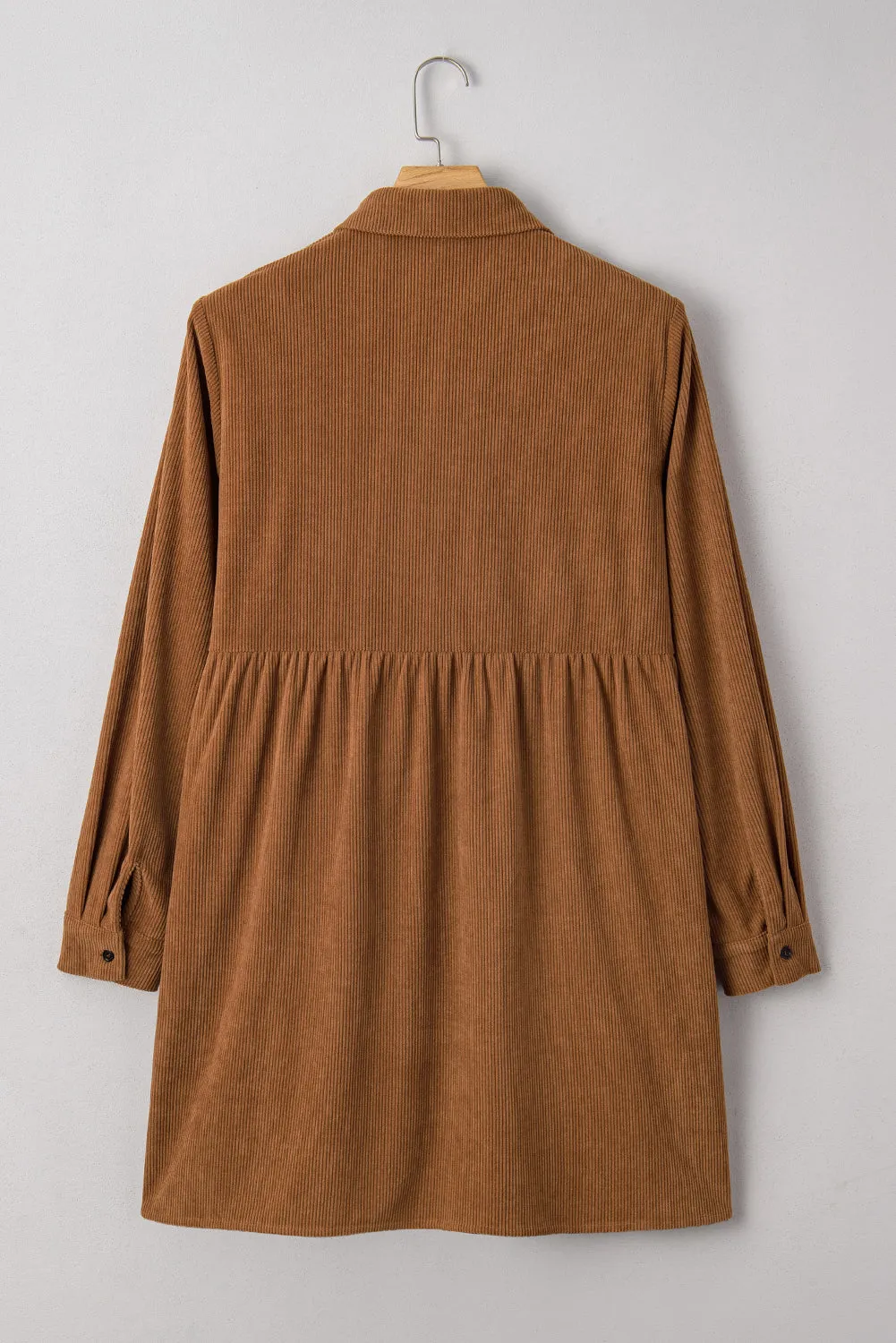 Soft Corduroy Full Buttoned Collared Shirt Dress Plus Size sold by Beagle Boutique product image thumbnail 5