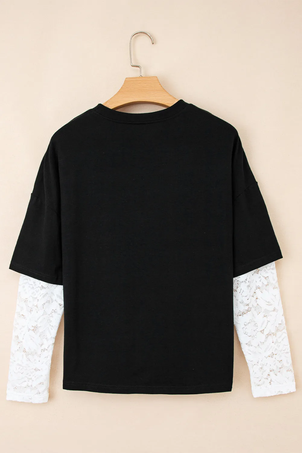 Lace Long Sleeve Insert Drop Shoulder Tee sold by Beagle Boutique product image thumbnail 4