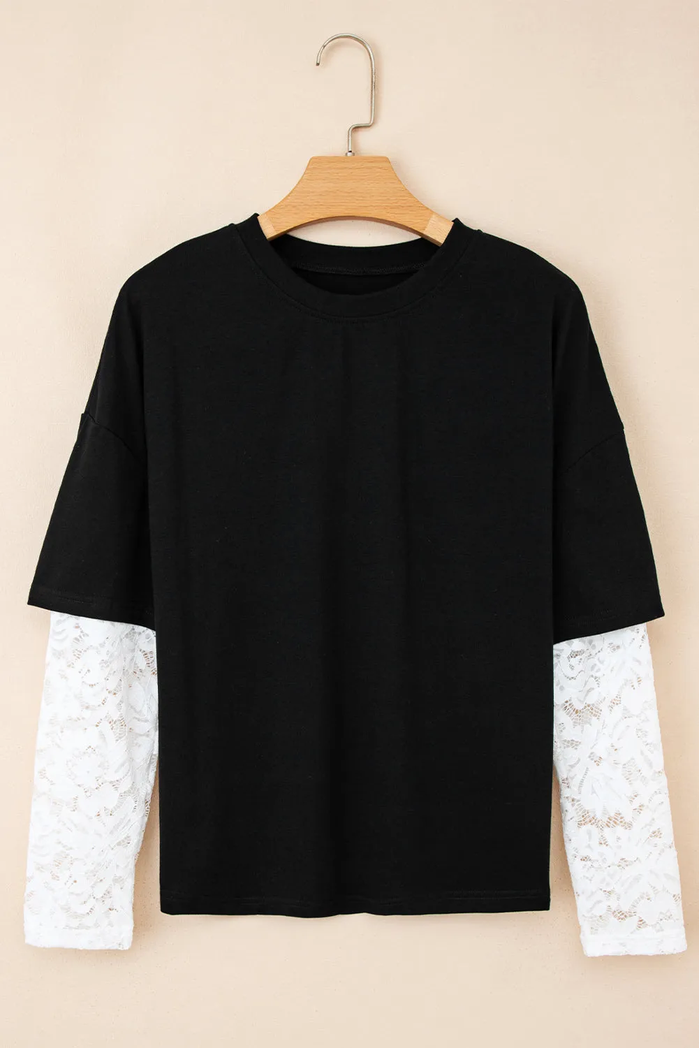 Lace Long Sleeve Insert Drop Shoulder Tee sold by Beagle Boutique product image thumbnail 3