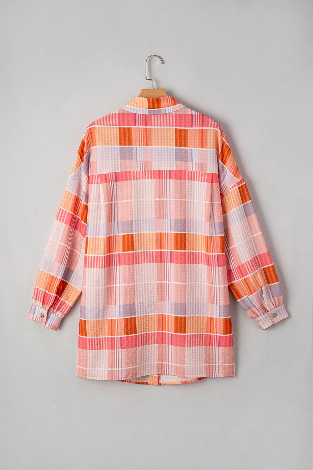 Pink Oversized Check Tunic Shirt sold by Beagle Boutique product image thumbnail 5