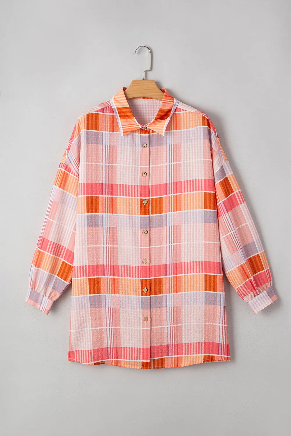 Pink Oversized Check Tunic Shirt sold by Beagle Boutique product image thumbnail 4
