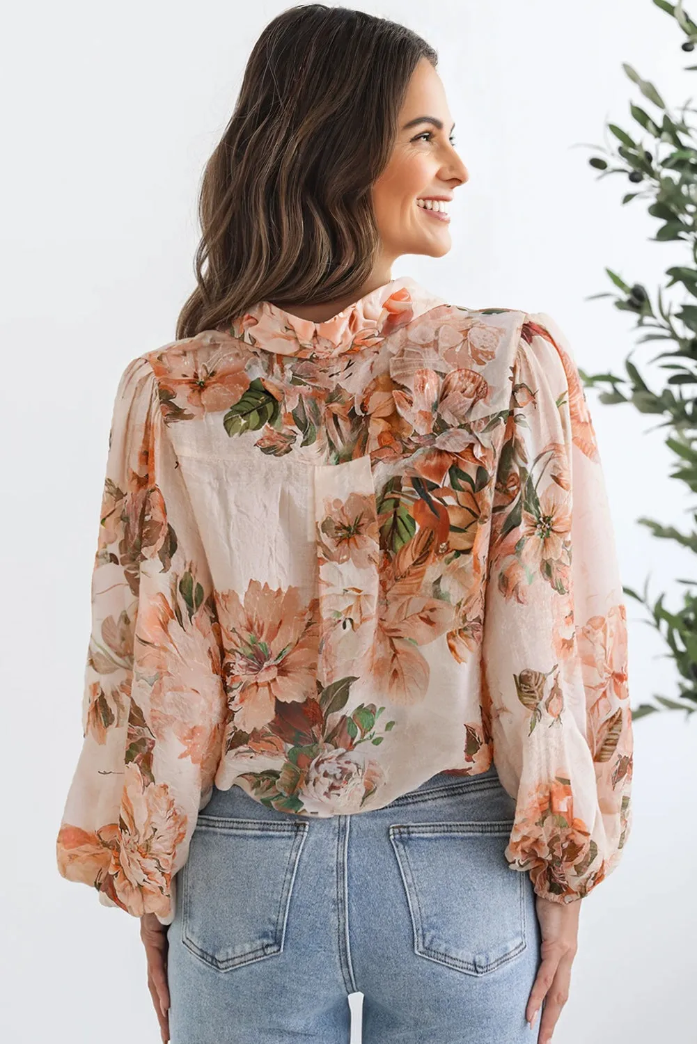 Floral Puff Sleeve Lightweight Shirt sold by Beagle Boutique product image thumbnail 2