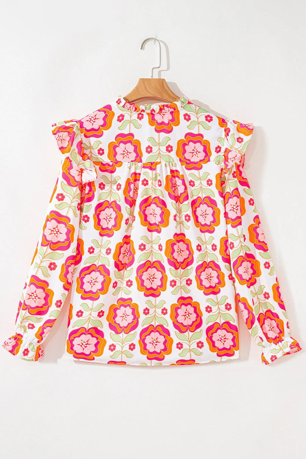 Rose Floral Printed Ruffled Long Sleeve Blouse sold by Beagle Boutique product image thumbnail 4