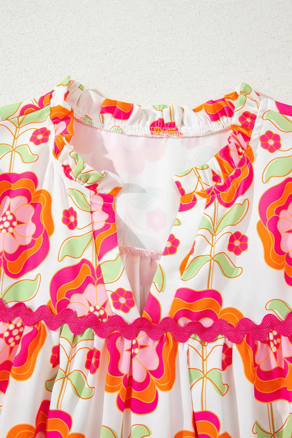 Rose Floral Printed Ruffled Long Sleeve Blouse sold by Beagle Boutique product image thumbnail 5