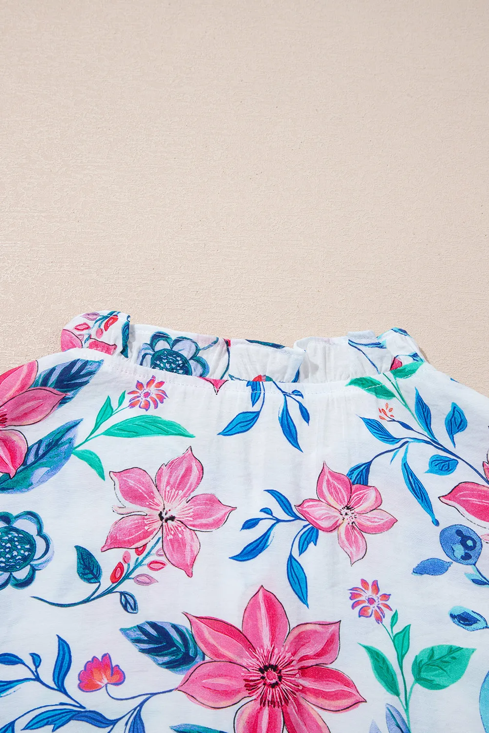 Pink Floral Print Lace Detail Button-up Long Sleeve Shirt sold by Beagle Boutique product image thumbnail 4