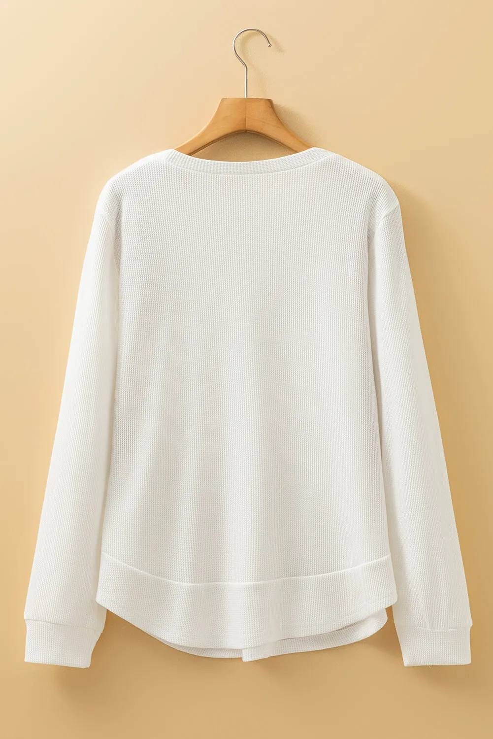 Rounded Hem Waffle Long Sleeve Top sold by Beagle Boutique product image thumbnail 5
