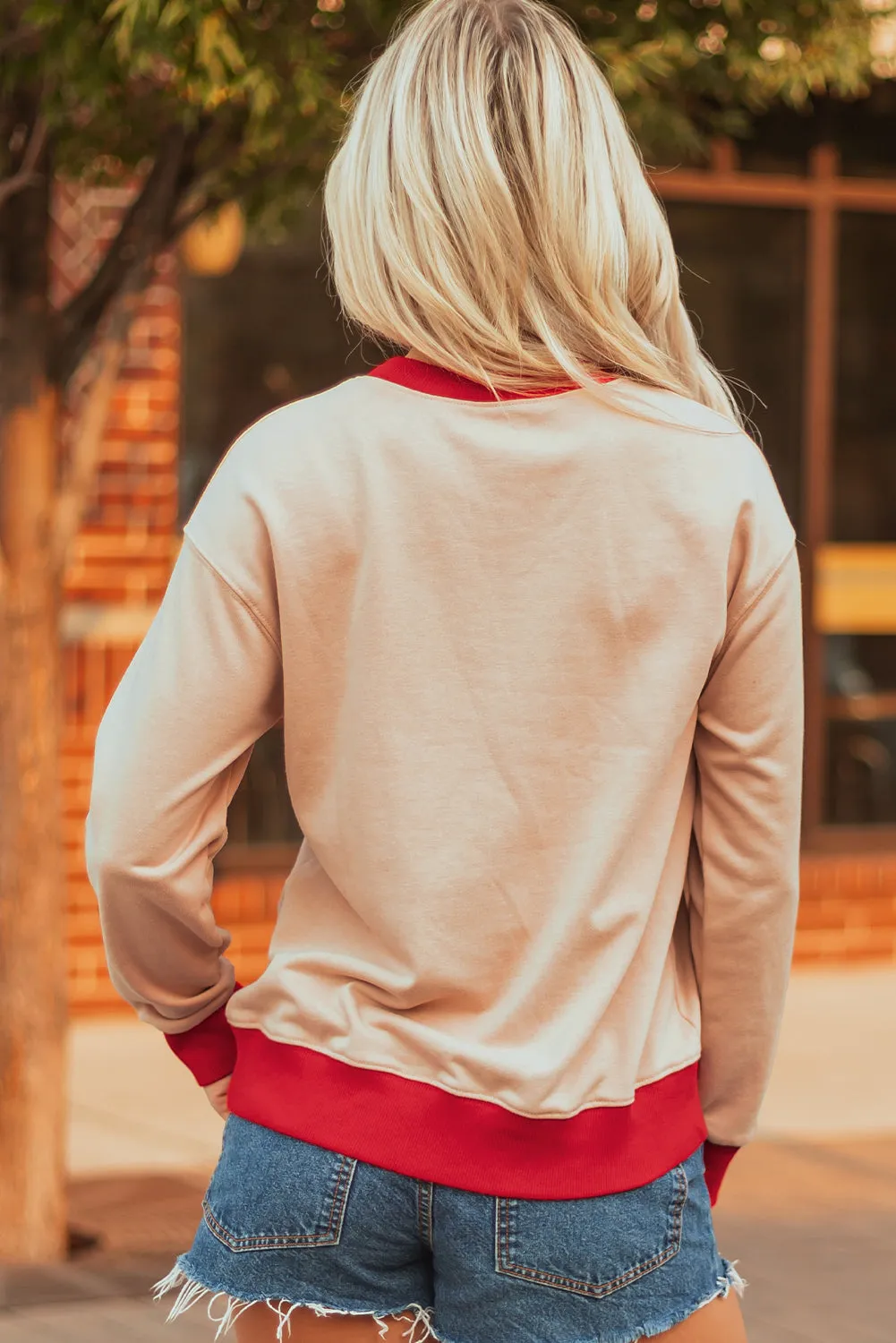 GAME DAY Letter Graphic Varsity Striped Baggy Sweatshirt sold by Beagle Boutique product image thumbnail 2