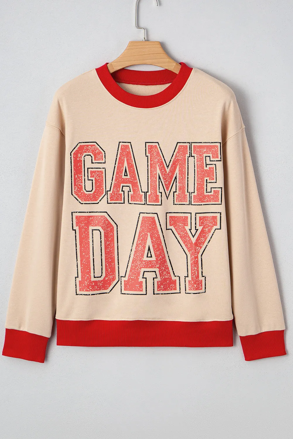 GAME DAY Letter Graphic Varsity Striped Baggy Sweatshirt sold by Beagle Boutique product image thumbnail 4