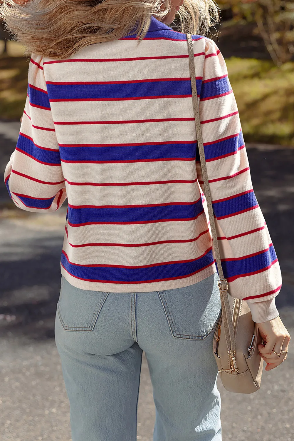 Blue Stripe Polo Pullover Sweatshirt sold by Beagle Boutique product image thumbnail 2