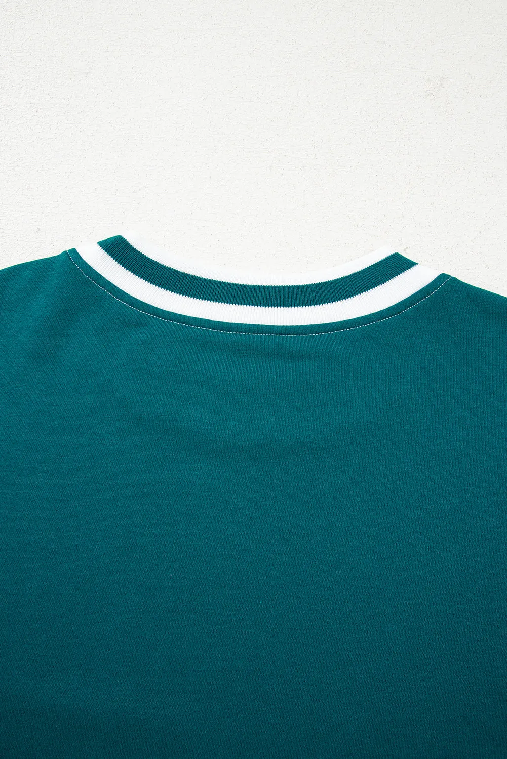 Green Contrast Striped Patchwork Drop Shoulder Sweatshirt sold by Beagle Boutique product image thumbnail 4