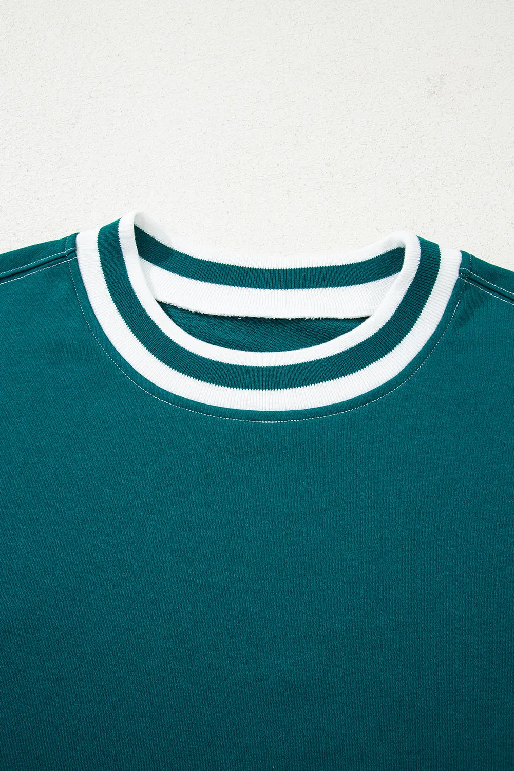 Green Contrast Striped Patchwork Drop Shoulder Sweatshirt sold by Beagle Boutique product image thumbnail 3