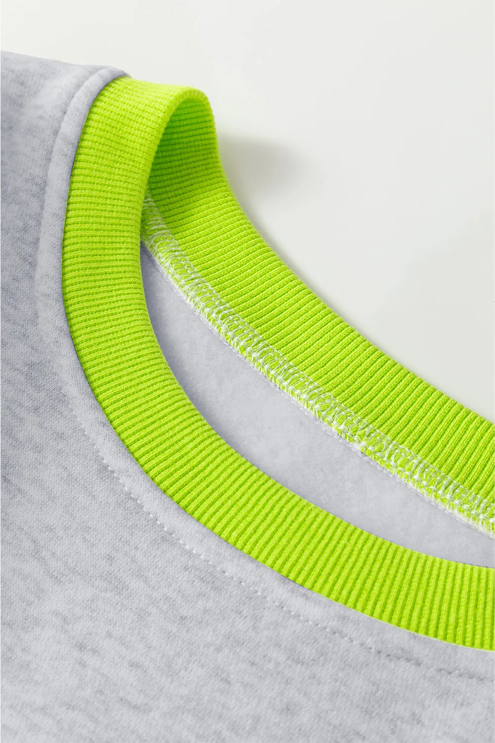 Grey Contrast Colour Banding Patchwork Puff Sleeve Loose Sweatshirt sold by Beagle Boutique product image thumbnail 3