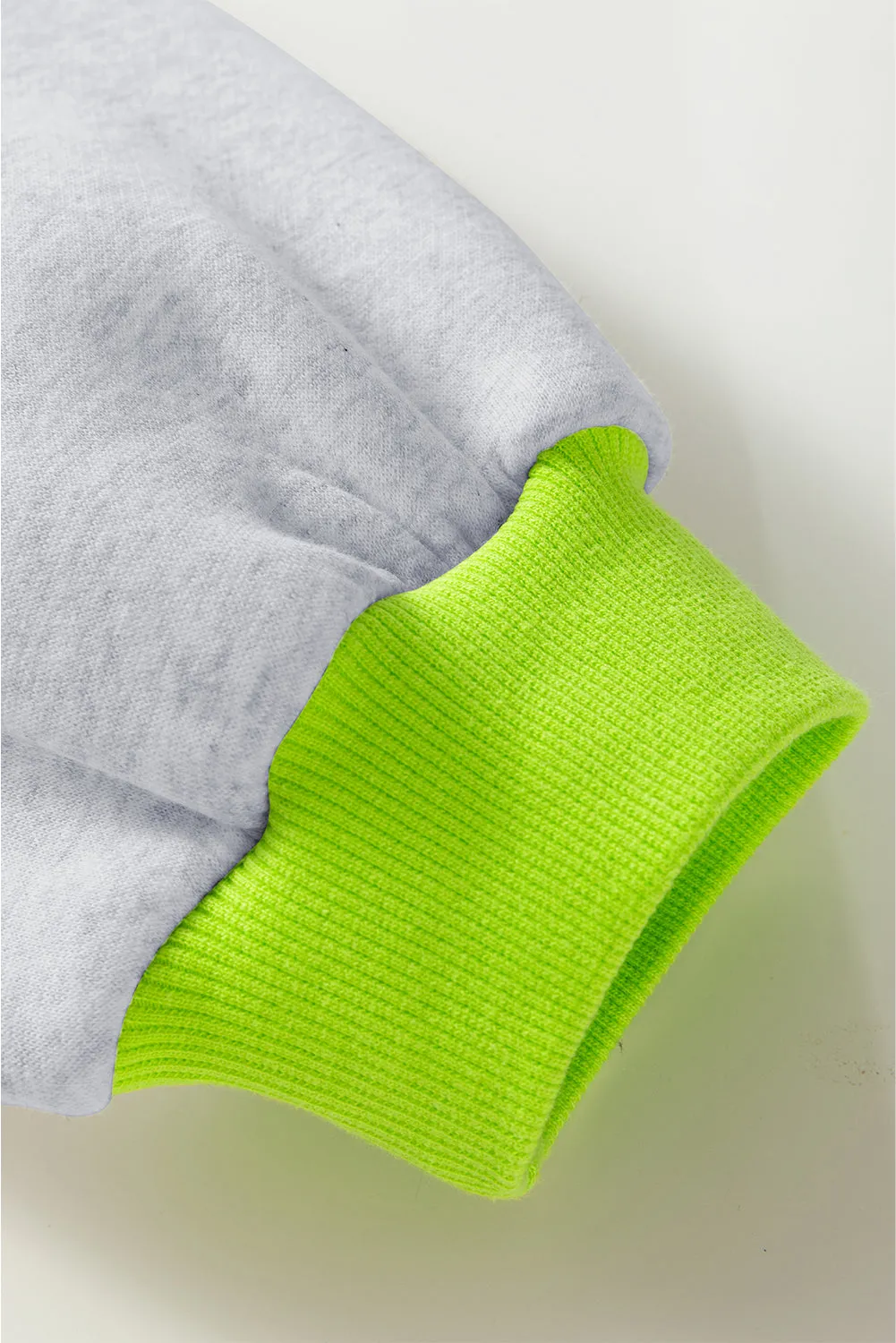 Grey Contrast Colour Banding Patchwork Puff Sleeve Loose Sweatshirt sold by Beagle Boutique product image thumbnail 4