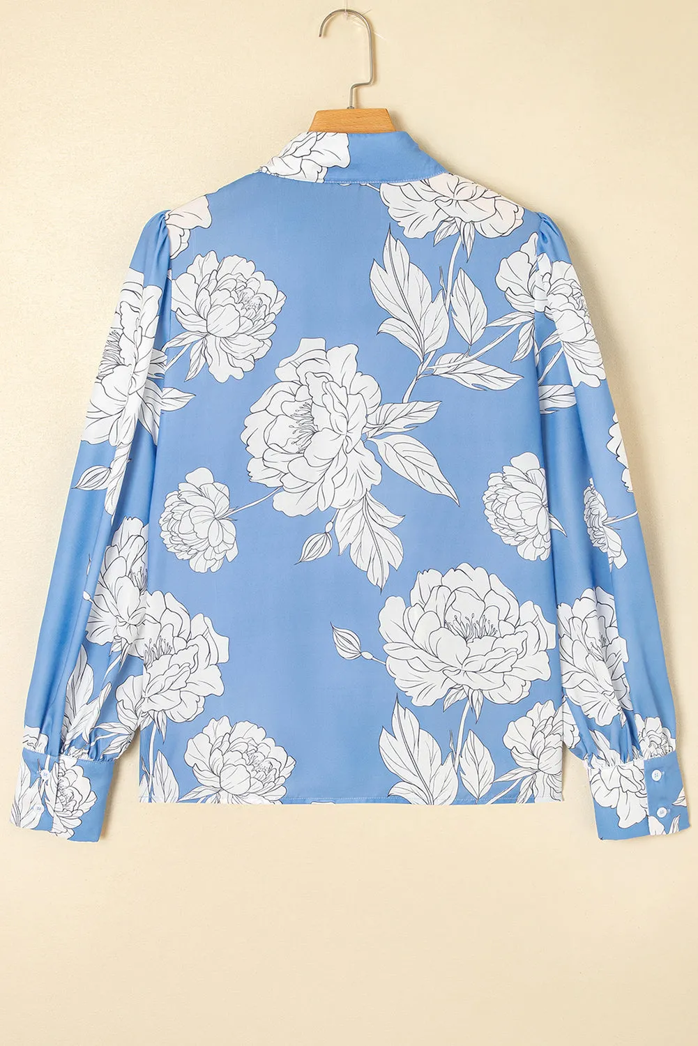 Floral Print Button Up Pleated Detail Puff Sleeve Shirt sold by Beagle Boutique product image thumbnail 2