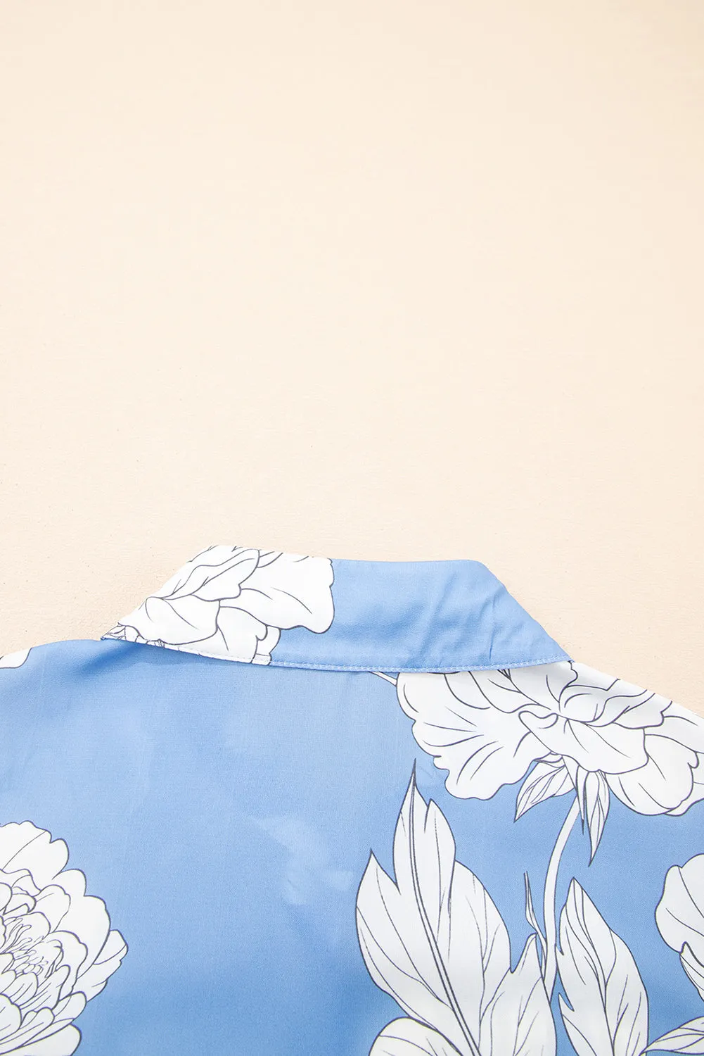 Floral Print Button Up Pleated Detail Puff Sleeve Shirt sold by Beagle Boutique product image thumbnail 4