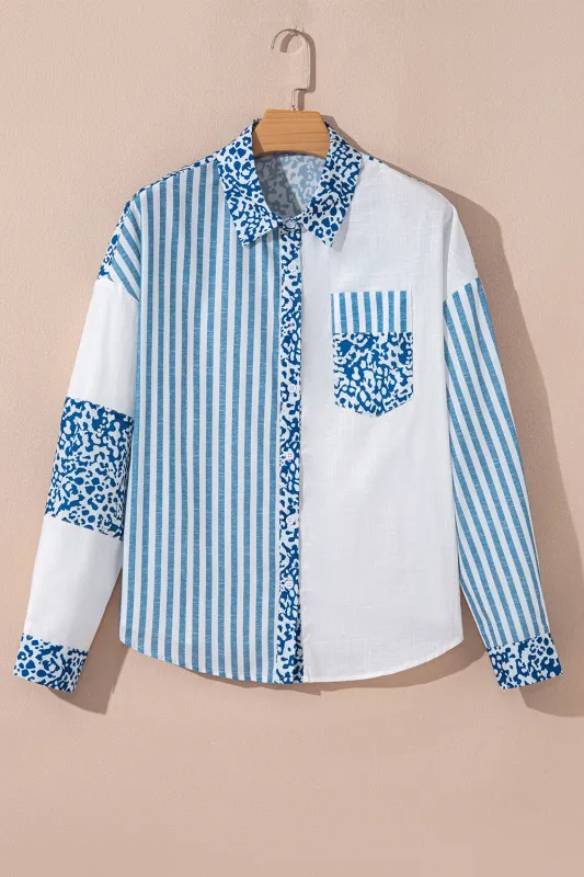 Leopard Striped Western Casual Shirt made by Beagle Boutique