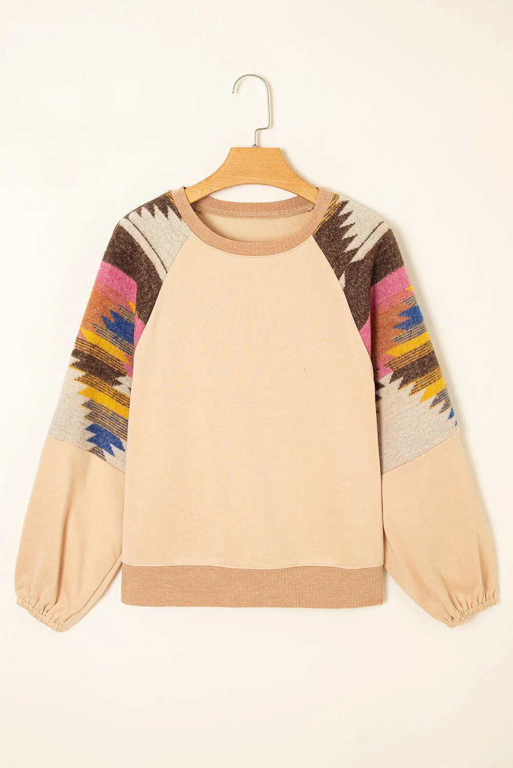 Aztec Patchwork Raglan Pullover Sweatshirt sold by Beagle Boutique