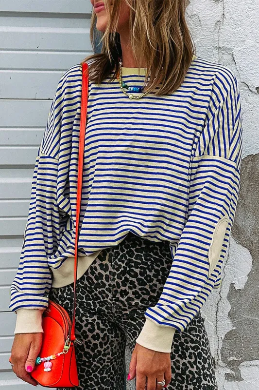 Elbow Patched Crew Neck Drop Shoulder Sweatshirt sold by Beagle Boutique