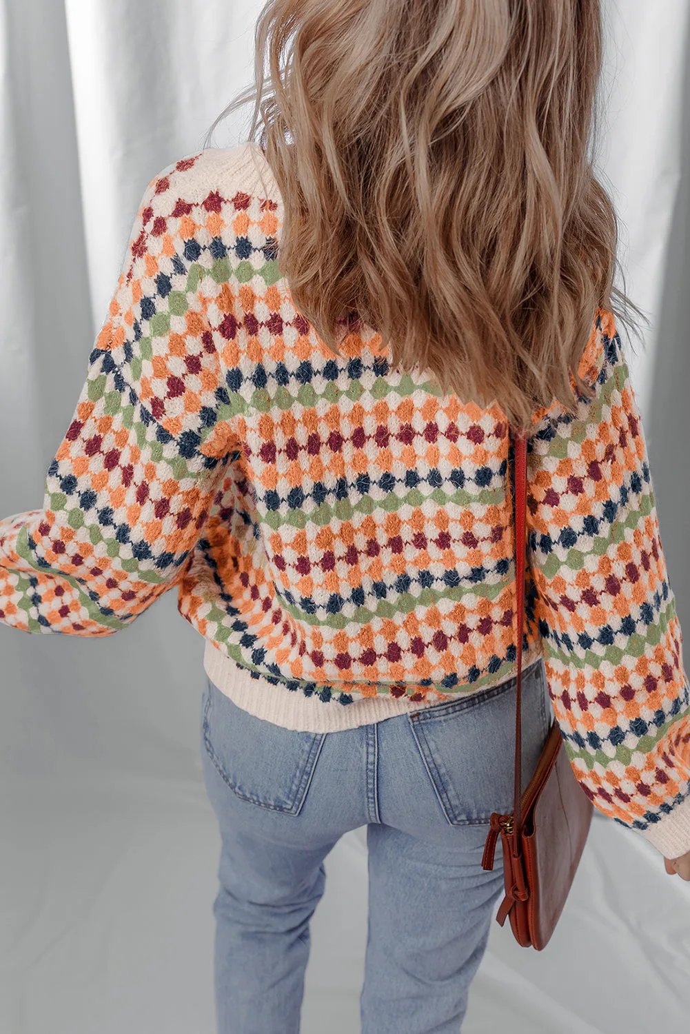 Multicoloured Dotty Stripe Pattern Knit Drop Shoulder Sweater sold by Beagle Boutique product image thumbnail 2