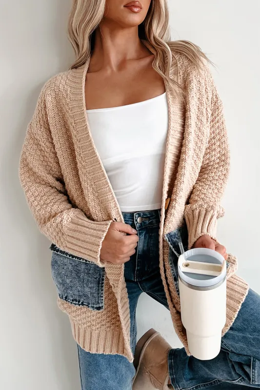 Open Front Knit Cardigan With Denim Pockets sold by Beagle Boutique