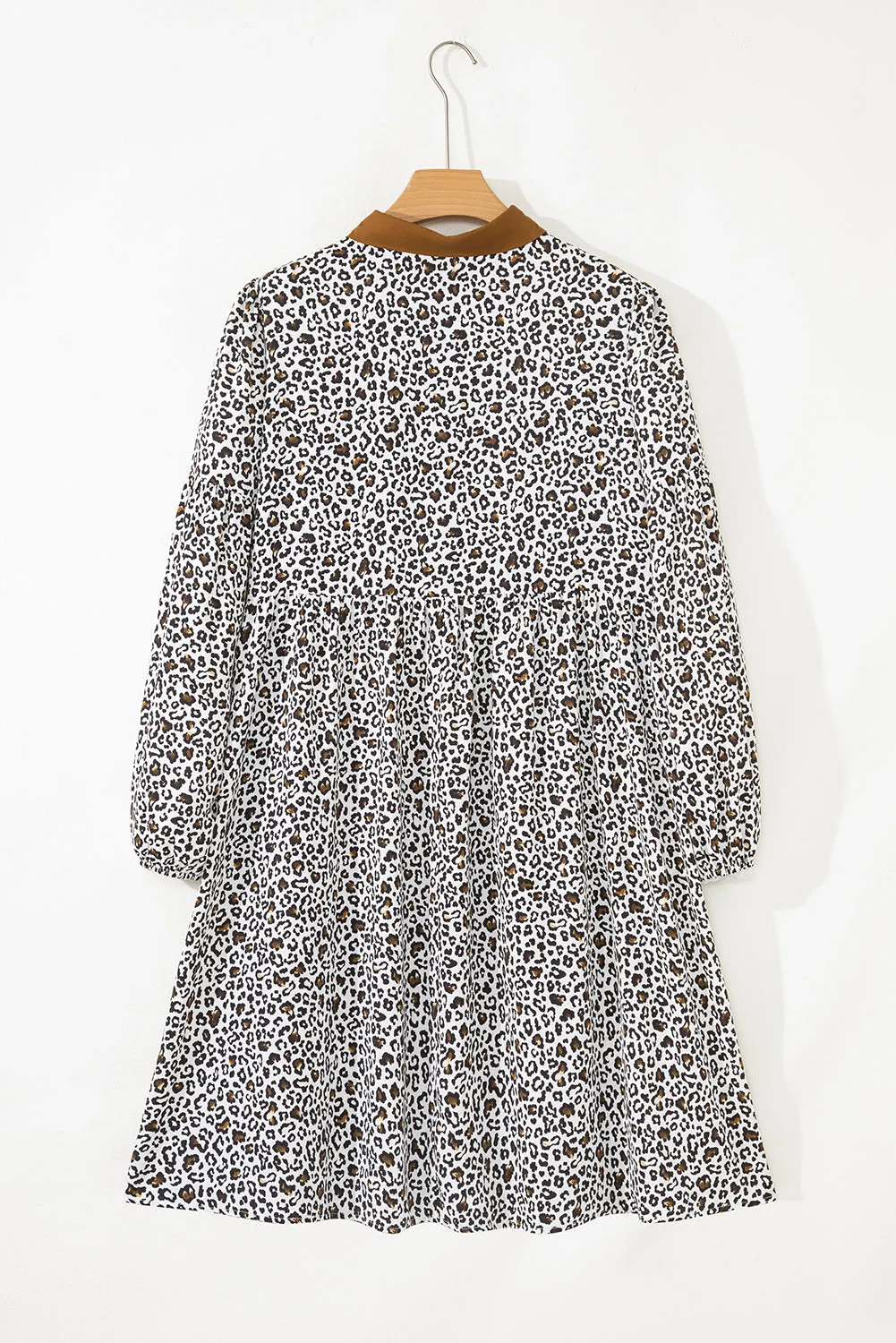 Plus Size V-Neck Leopard Print Puff Sleeve Mini Dress sold by Beagle Boutique product image thumbnail 3