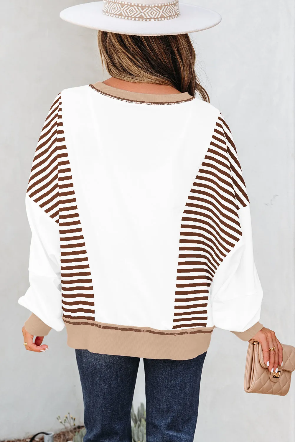 Striped Contrast Stitching Oversized Sweatshirt sold by Beagle Boutique product image thumbnail 2
