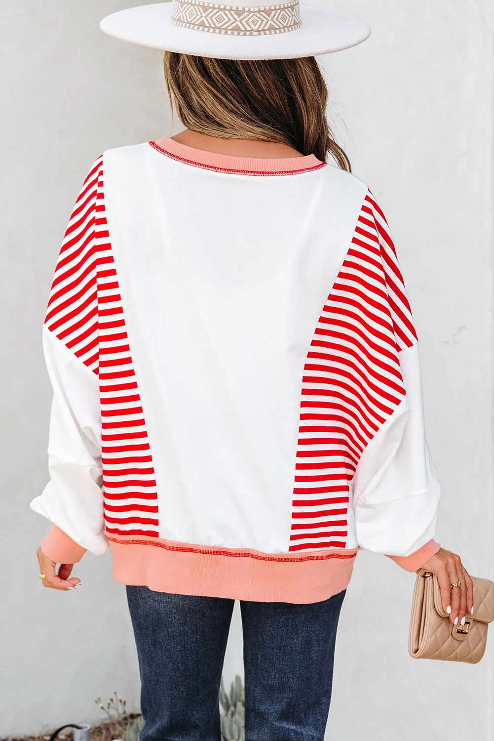 Striped Contrast Stitching Oversized Sweatshirt sold by Beagle Boutique product image thumbnail 5