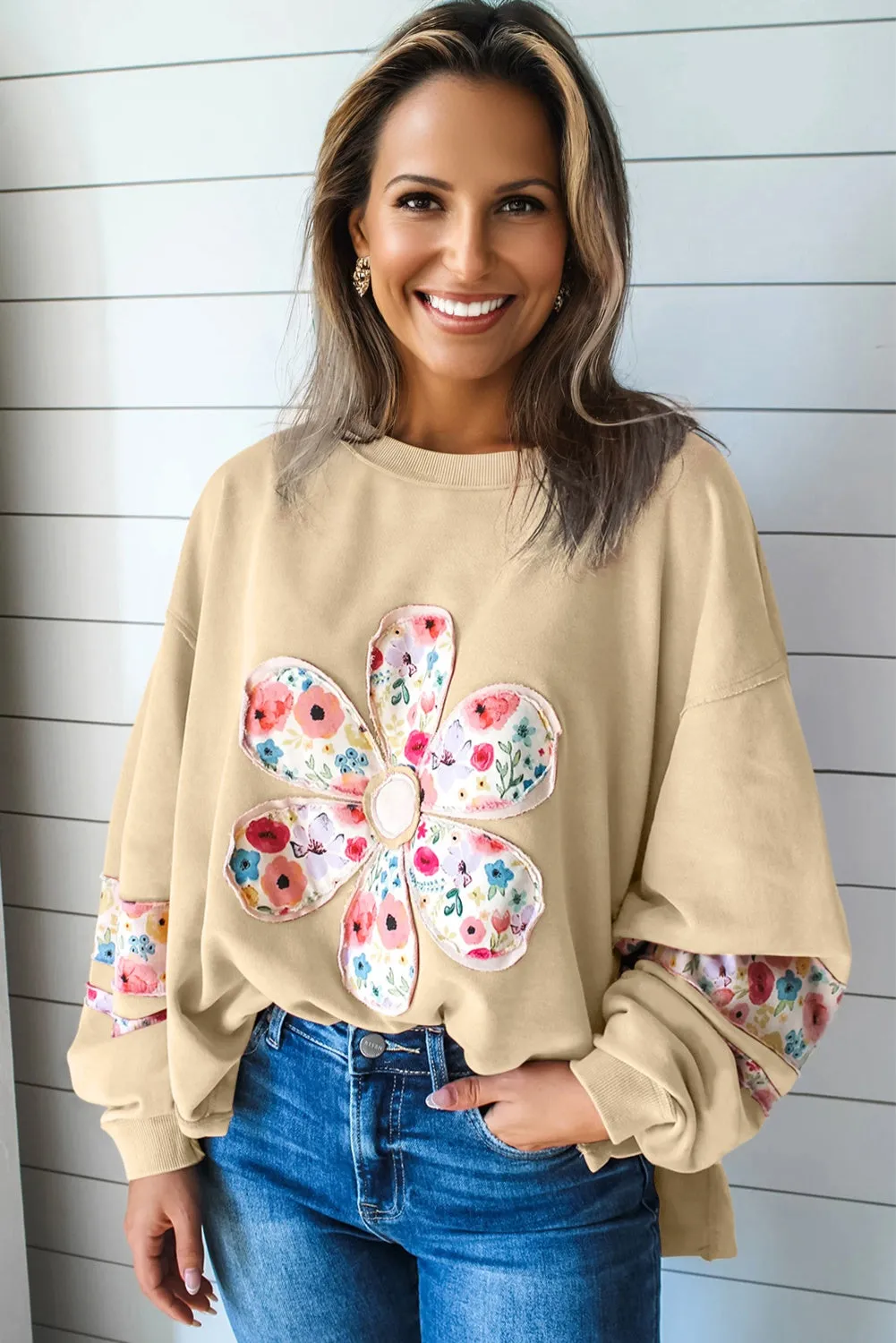Floral Oversize Pullover Sweatshirt sold by Beagle Boutique product image thumbnail 3